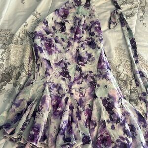 Floral Purple and White Dress